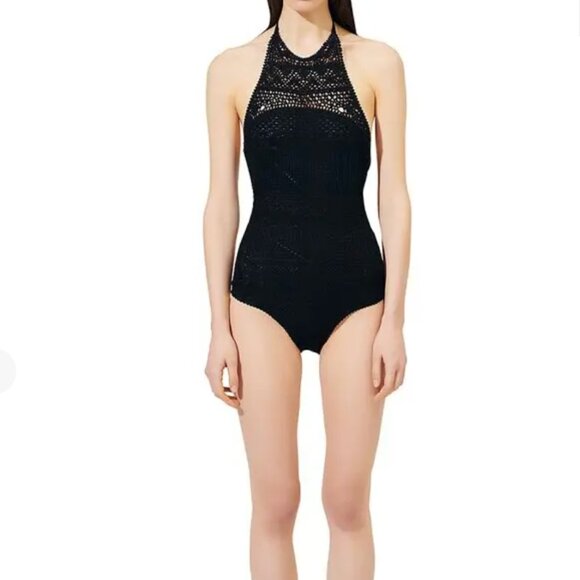 MAJE - Monbo Crochet One-Piece Swimsuit - Black - Picture 2 of 6